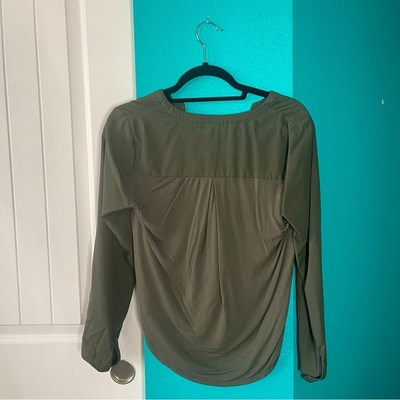 Long Sleeve Army Green Button Down Shirt - Picture 3 of 3